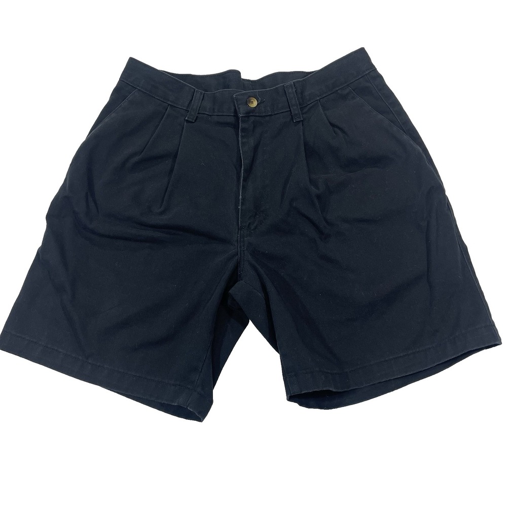 Timber Creek by Wrangler Shorts Men 32 Black Pleated Front Casual Cotton Walking